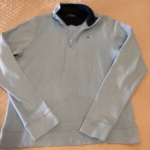 Vineyard vines boys light blue qtr zip mock cotton sweater size large size 14/16